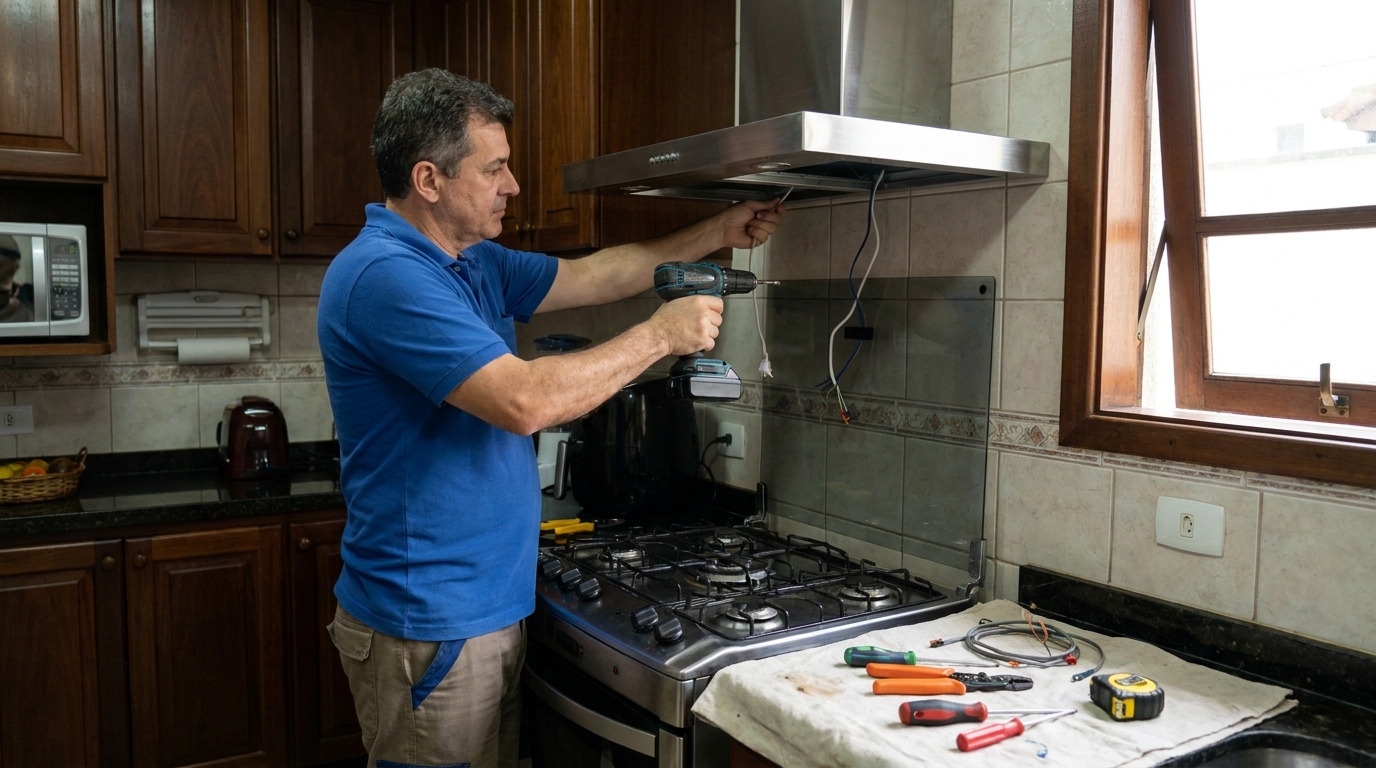 Instalacao de coifa e exaustor residencial em Jaraguá do Sul‑SC