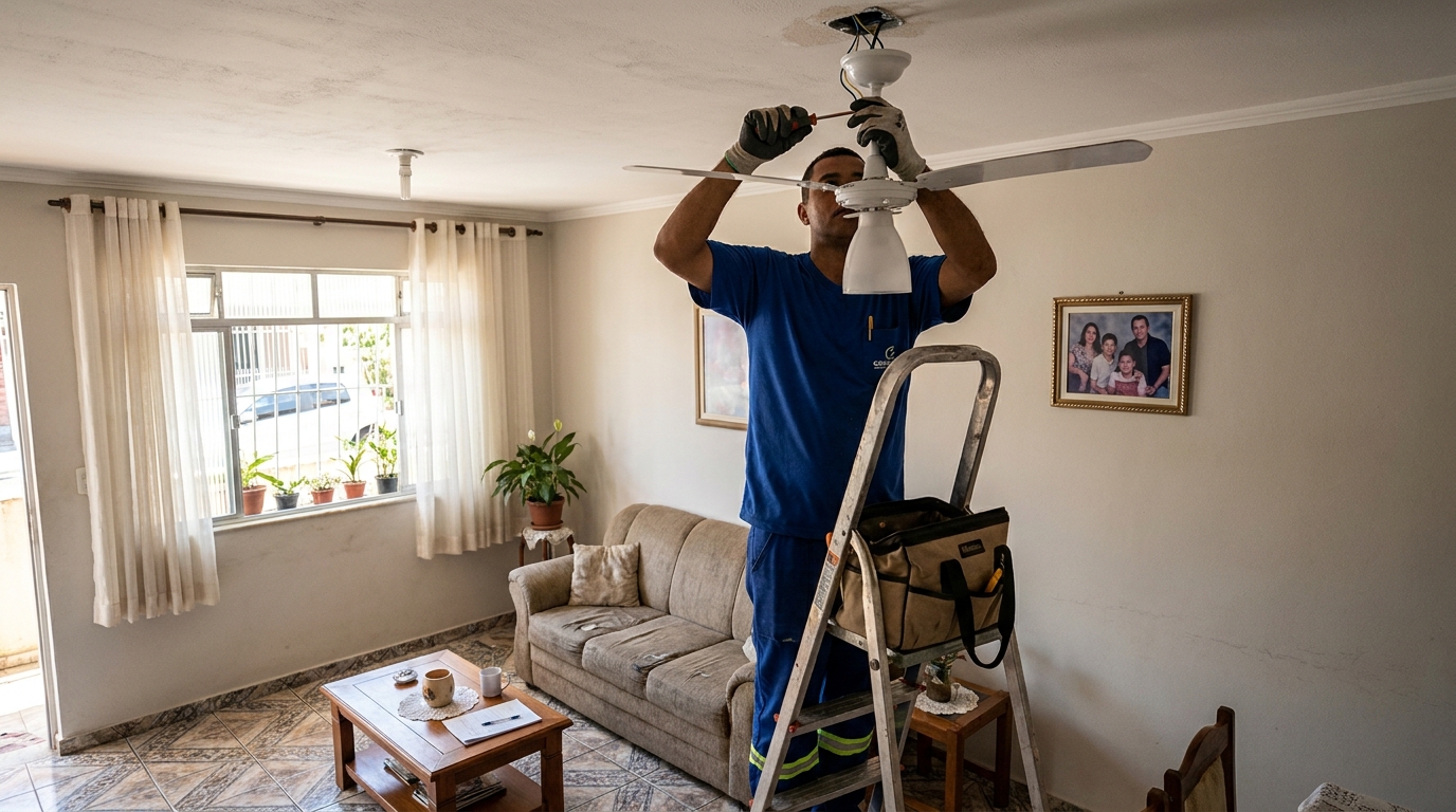 Instalacao de ventilador de teto residencial em Jaraguá do Sul‑SC