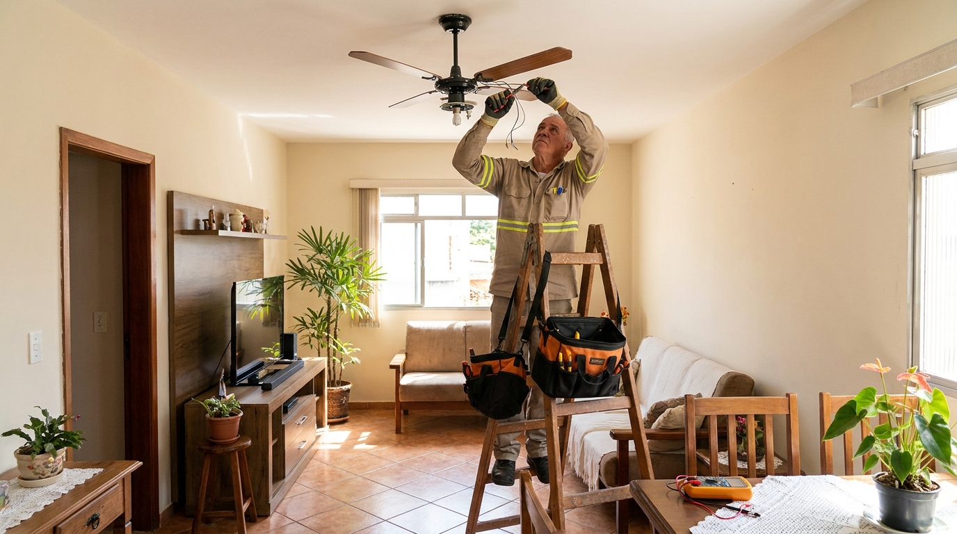 Montagem de ventilador de teto em Jaraguá do Sul‑SC